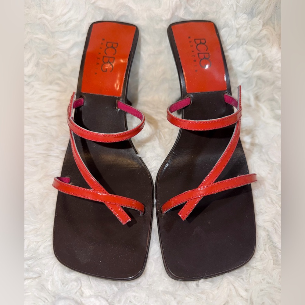 BCBGMaxazria RARE Vintage never worn hot pink & red sandal size 38
